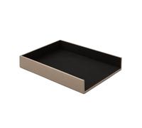 Eglooh - Minerva - Corbeille à Courrier Cuir Gris Tourterelle - Casier Rangement Bureau DIN A4 - pour Lettres Documents - cm 32 x 24,2 x H.5 - Entièrement Fabriqué en Italie