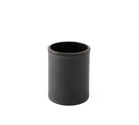 eglooh - Orfeo - Pot à Crayon pour Bureau du Design Ronde en Cuir Gris Anthracite cm 7,8 x 7,8 H.9,5 - Coutures Artisanales et Structure Résistent - Made in Italy