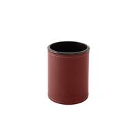 eglooh - Orfeo - Pot à Crayon pour Bureau du Design Ronde en Cuir Rouge Bordeaux cm 7,8 x 7,8 H.9,5 - Coutures Artisanales et Structure Résistent - Made in Italy