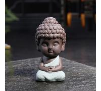 EGLUCK Ornements en céramique Moine Petite Statue de Bouddha Moine Figurine Thé Pet Violet Céramique Artisanat Décoratif