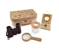 Egmont Toys Explorer Kit d'aventure avec boussole, loupe, jumelles et loupe dans une valise cousue à la main avec amour - Jouet en bois à partir de 3 ans