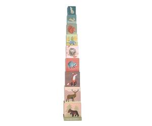 Egmont Toys Jeu de pyramides - 4 designs à empiler et à compter (forêt, musicien, famille de lapins, dinosaures), 9 blocs en carton, jouets éducatifs à partir de 36 mois - Apprentissage du comptage
