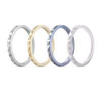 Egnaro Alliances en silicone pour femme : 2,5 mm de large - 2 mm d'épaisseur - Bagues en caoutchouc doré et argenté avec demi-taille, lot de 4 à 8 variétés, 4.5-5, Silicone, Pas de pierre précieuse