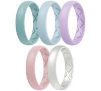 Egnaro Anneaux d'anniversaire en silicone pour femme, 5,5 mm de large et 2 mm d'épaisseur, bandes en caoutchouc flexibles pour l'entraînement, 7.5-8, Silicone, Aucune pierre précieuse