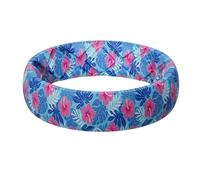 Egnaro Bagues en silicone pour femme, 5,2 mm de large et 2 mm d'épaisseur, bandes florales imprimées en caoutchouc pour elle, taille 4-12