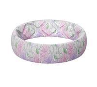 Egnaro Bagues en silicone pour femme, 5,2 mm de large et 2 mm d'épaisseur, bandes florales imprimées en caoutchouc pour elle, taille 4-12