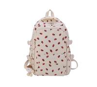 Ego Sac à dos souffleur mignon en velours côtelé à carreaux fraises sac esthétique sac à dos décontracté léger pour ordinateur portable fournitures scolaires pour filles, blanc, taille unique
