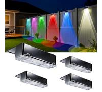 EGOBOO - Lampes solaires d'extérieur, 10 modes d'éclairage RVB changeant de couleur, IP65, étanche du crépuscule à l'aube, alimentées par l'énergie solaire pour terrasse, balustrade, mur, cour