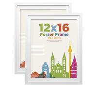 Egofine Cadres photo 30x40cm Blanc Lot de 2, En bois composite robuste avec verre véritable pour photos 28x36cm avec passepartout - Horizontal ou Vertical pour Accrocher au mur ou Décorer une table