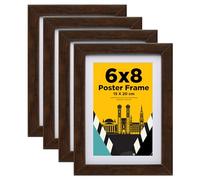 EGOFINE Ensemble de Cadres Photo en Bois, Lot de 4, 15 x 20 cm avec Verre Acrylique, Cadre MDF, Support pour Photos 10 x 15 cm, Montage sur Table et Mur, Marron