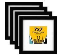 Egofine Lot de 4 cadres photo, 18 x 18 cm, en bois, 18 x 18 cm, avec verre acrylique, passe-partout, pour photos de 13 x 13 cm, carrés, pour décoration murale ou de table, parfaits pour la maison, le