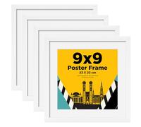 Egofine Lot de 4 cadres photo, 23 x 23 cm, en bois, 23 x 23 cm, avec verre acrylique, passe-partout, pour photos de 18 x 18 cm, carrés, pour décoration murale ou de table, parfaits pour la maison, le