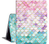 Egoing Coque iPad 9.7 2018 2017 iPad Cover 9.7 Pouces iPad Air Case Soft TPU Cuir Support de visionnage réglable 9.7 Pouces iPad Air 2 Smart Cover avec Auto/Wake Pink PT Fish Scale