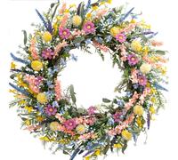 Egolot 24 pouces printemps d'ete couronne de fleurs colorees pour porte d'entree forsythia lavande fleurs sauvages couronne pour decoration inter