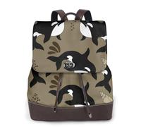 EgoMed Baleine de la vie marine, gros poisson drôle, animal,Sac à dos imperméable pour femme, sac à dos de voyage léger en cuir PU tendance