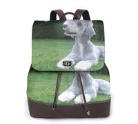 EgoMed Bedlington Terrier Chiens drôles Chiens à fourrure Animaux de compagnie,Sac à dos imperméable pour femme, sac à dos de voyage léger en cuir PU tendance