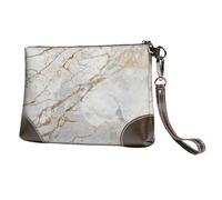 EgoMed Blanc Gris Argent Nacré Or Brosse Marbre,Sacs à Main en Cuir PU pour Femmes, Pochette à Fermeture éclair, Portefeuille, Sac à Main avec dragonne