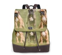 EgoMed Boxer Chiens Chiots Animaux de compagnie Chiens de famille,Sac à dos imperméable pour femme, sac à dos de voyage léger en cuir PU tendance