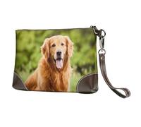 EgoMed Chien Golden Retriever,Sacs à Main en Cuir PU pour Femmes, Pochette à Fermeture éclair, Portefeuille, Sac à Main avec dragonne
