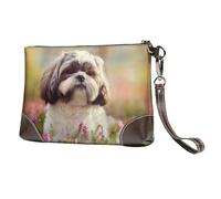EgoMed Chien Shih Tzu,Sacs à Main en Cuir PU pour Femmes, Pochette à Fermeture éclair, Portefeuille, Sac à Main avec dragonne