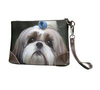 EgoMed Chien Shih Tzu,Sacs à Main en Cuir PU pour Femmes, Pochette à Fermeture éclair, Portefeuille, Sac à Main avec dragonne