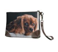 EgoMed Chiot Cavalier King Charles Spaniel Ruby,Sacs à Main en Cuir PU pour Femmes, Pochette à Fermeture éclair, Portefeuille, Sac à Main avec dragonne