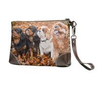 EgoMed Chiots Cavalier King Charles Spaniel d'automne,Sacs à Main en Cuir PU pour Femmes, Pochette à Fermeture éclair, Portefeuille, Sac à Main avec dragonne