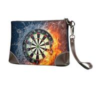 EgoMed Cible de fléchettes Glace Feu,Sacs à Main en Cuir PU pour Femmes, Pochette à Fermeture éclair, Portefeuille, Sac à Main avec dragonne