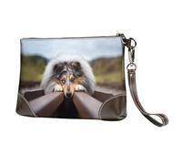 EgoMed Colley à Poil Long Bokeh Chiens de Chemin de Fer Animaux de Compagnie Rough,Sacs à Main en Cuir PU pour Femmes, Pochette à Fermeture éclair, Portefeuille, Sac à Main avec dragonne