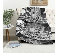 EgoMed Couverture, Couverture Douce en Flanelle pour canapé de Chambre à Coucher, draps de lit 152X 102 cm,Léopard des neiges