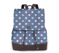 EgoMed Crayon à pois sur fond bleu marine,Sac à dos imperméable pour femme, sac à dos de voyage léger en cuir PU tendance