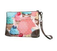 EgoMed Cupcake en Tasse de thé,Sacs à Main en Cuir PU pour Femmes, Pochette à Fermeture éclair, Portefeuille, Sac à Main avec dragonne