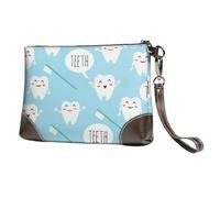 EgoMed Dent,Sacs à Main en Cuir PU pour Femmes, Pochette à Fermeture éclair, Portefeuille, Sac à Main avec dragonne