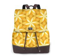 EgoMed Fleur de vanille géométrique jaune,Sac à dos imperméable pour femme, sac à dos de voyage léger en cuir PU tendance