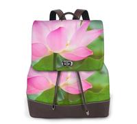 EgoMed Fleur et bourgeon de lotus,Sac à dos imperméable pour femme, sac à dos de voyage léger en cuir PU tendance