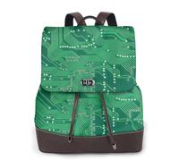 EgoMed Gros plan d'un circuit imprimé vert,Sac à dos imperméable pour femme, sac à dos de voyage léger en cuir PU tendance