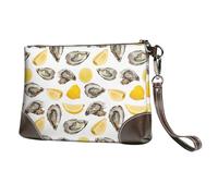 EgoMed Huîtres et mandarines,Sacs à Main en Cuir PU pour Femmes, Pochette à Fermeture éclair, Portefeuille, Sac à Main avec dragonne