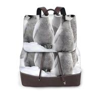 EgoMed Impression de manchot empereur,Sac à dos imperméable pour femme, sac à dos de voyage léger en cuir PU tendance