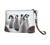 EgoMed Impression de Manchot Empereur,Sacs à Main en Cuir PU pour Femmes, Pochette à Fermeture éclair, Portefeuille, Sac à Main avec dragonne