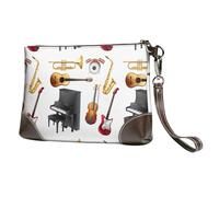 EgoMed Instrument de Musique Piano Guitare Saxophone,Sacs à Main en Cuir PU pour Femmes, Pochette à Fermeture éclair, Portefeuille, Sac à Main avec dragonne