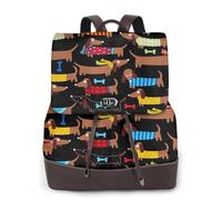EgoMed J'aime mes chiens teckels,Sac à dos imperméable pour femme, sac à dos de voyage léger en cuir PU tendance