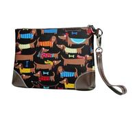 EgoMed J'aime Mes Chiens teckels,Sacs à Main en Cuir PU pour Femmes, Pochette à Fermeture éclair, Portefeuille, Sac à Main avec dragonne