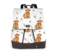 EgoMed Jolie vache des Highlands,Sac à dos imperméable pour femme, sac à dos de voyage léger en cuir PU tendance