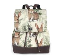 EgoMed Lièvre derrière une feuille,Sac à dos imperméable pour femme, sac à dos de voyage léger en cuir PU tendance