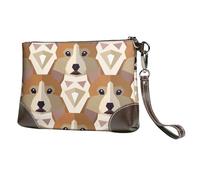EgoMed Motif de tête de Welsh Corgi,Sacs à Main en Cuir PU pour Femmes, Pochette à Fermeture éclair, Portefeuille, Sac à Main avec dragonne