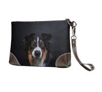 EgoMed Portrait de Border Collie imprimé,Sacs à Main en Cuir PU pour Femmes, Pochette à Fermeture éclair, Portefeuille, Sac à Main avec dragonne