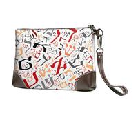 EgoMed Poussière créative de l'alphabet hébreu,Sacs à Main en Cuir PU pour Femmes, Pochette à Fermeture éclair, Portefeuille, Sac à Main avec dragonne