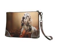 EgoMed Setter Anglais Automne Animaux de Compagnie Chiots Chiens Anglais,Sacs à Main en Cuir PU pour Femmes, Pochette à Fermeture éclair, Portefeuille, Sac à Main avec dragonne