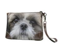 EgoMed Shih Tzu Mignon,Sacs à Main en Cuir PU pour Femmes, Pochette à Fermeture éclair, Portefeuille, Sac à Main avec dragonne