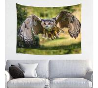 EgoMed Tapisserie, Tapisserie Murale décoration Murale Durable Tapisserie décoration de la Maison 73X95 CM,Bel énorme Animal Volant de Hibou Grand-duc européen